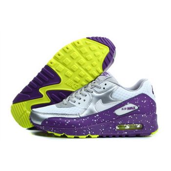 Nike Air Max 90 Womens Running Shoes Silver Purple Green Taiwan
